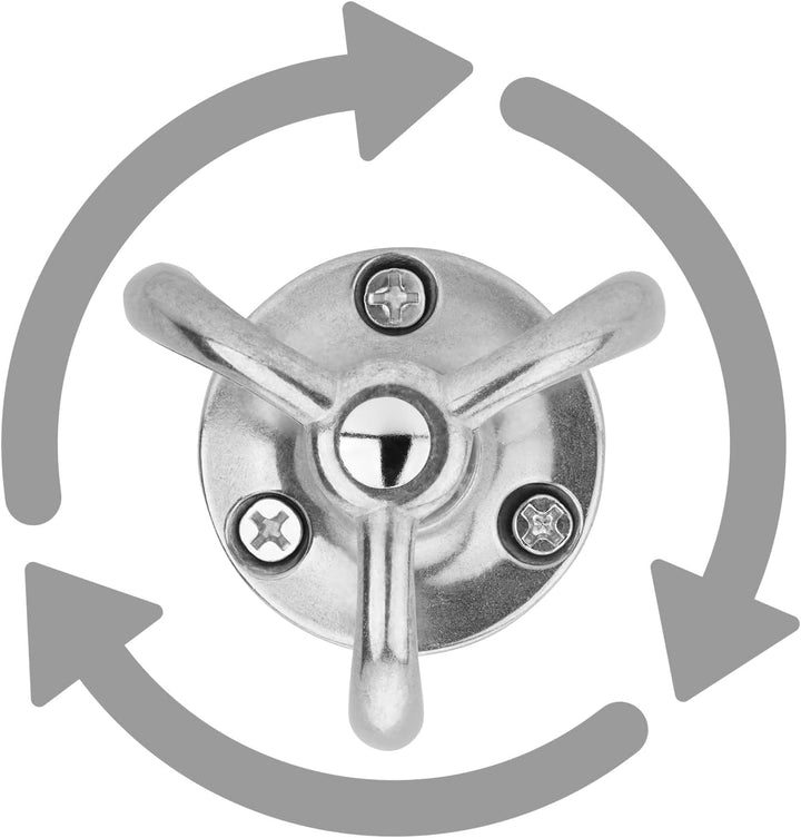 SOTECH 10 x Drehhaken TROMSO 3-fach Alu poliert 53 x 50 mm Sockel Ø 40 mm BA 25 mm Aluminium Aufhäng