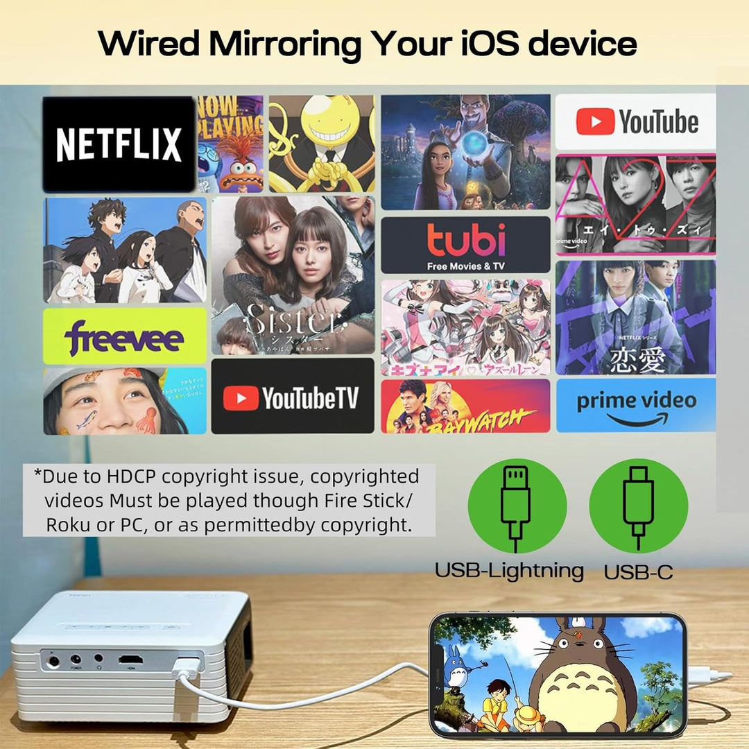 Mini Beamer – Projektor Full HD 1080P unterstützt, Yoton Y3 Beamer Handy für Telefon/PC/PS4/PS5/Xbox