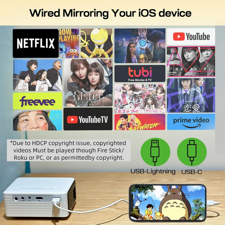 Mini Beamer – Projektor Full HD 1080P unterstützt, Yoton Y3 Beamer Handy für Telefon/PC/PS4/PS5/Xbox