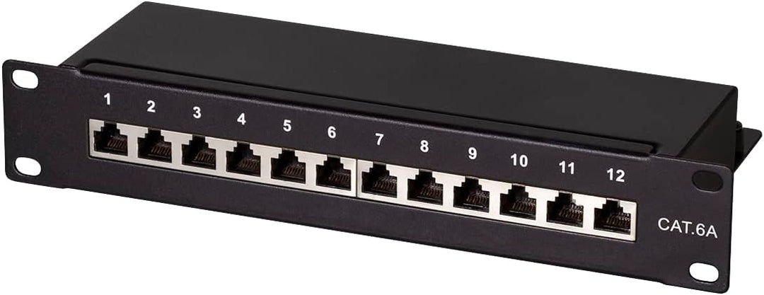 LogiLink Professional Cat.6A (500 MHz) Patchpanel - Verteilerfeld, 10", STP (geschirmt) 12-Port (RJ4