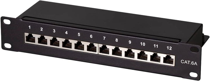 LogiLink Professional Cat.6A (500 MHz) Patchpanel - Verteilerfeld, 10", STP (geschirmt) 12-Port (RJ4