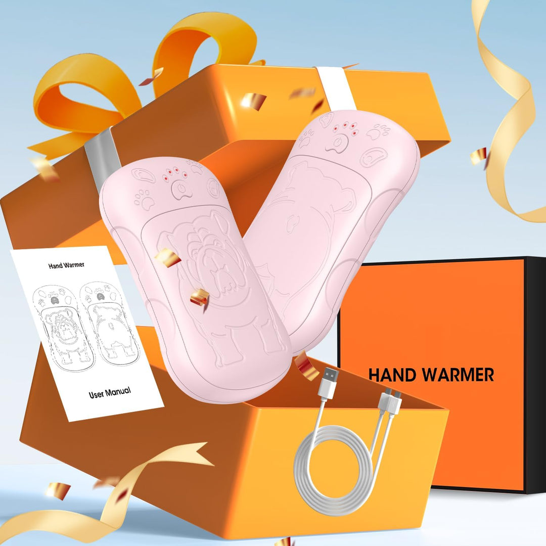 Handwärmer Elektrisch，2er Set 6000mAH Akku Elektrischer Handwärmer Wiederverwendbar Aufladbar Tasche