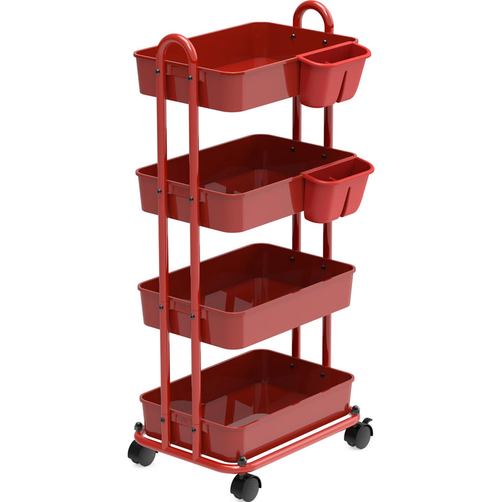 Simple Houseware 4-stufiger multifunktionaler Rollwagen mit Korbtrennwänden und hängenden Eimern, Ro