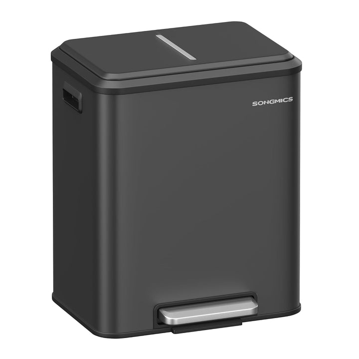 SONGMICS Mülleimer Küche, Mülltrennsystem 2 x 15 L, 2 Fächer für Recycling und Restmüll, Abfalleimer