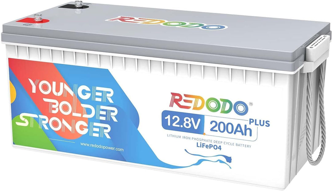 Redodo 200Ah Plus Lithium Batterie 12,8V LifePO4, eingebaut 200A BMS, Über 4000 Zyklen, 2560W Lastle