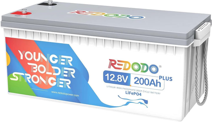 Redodo 200Ah Plus Lithium Batterie 12,8V LifePO4, eingebaut 200A BMS, Über 4000 Zyklen, 2560W Lastle