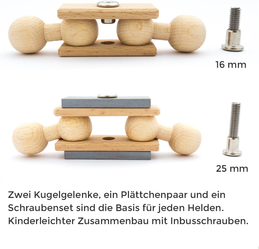 rewoodo Helden Aus Holz Komplettheld Blauer Ritter Holzspielzeug ab 3 Jahren Made in Germany Komplet