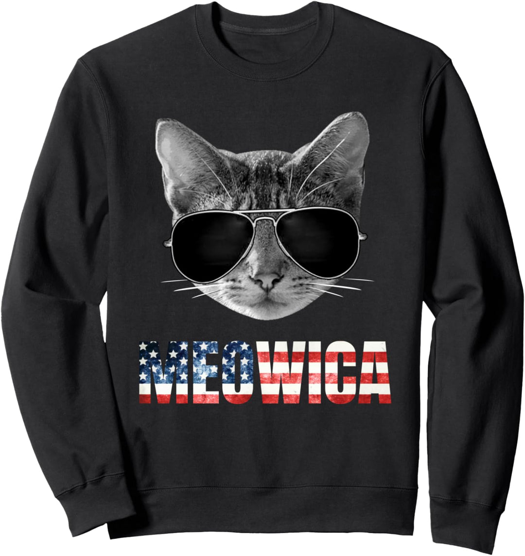 4th of July American Flag Shirt Funny Cat Meowica Gift Sweatshirt