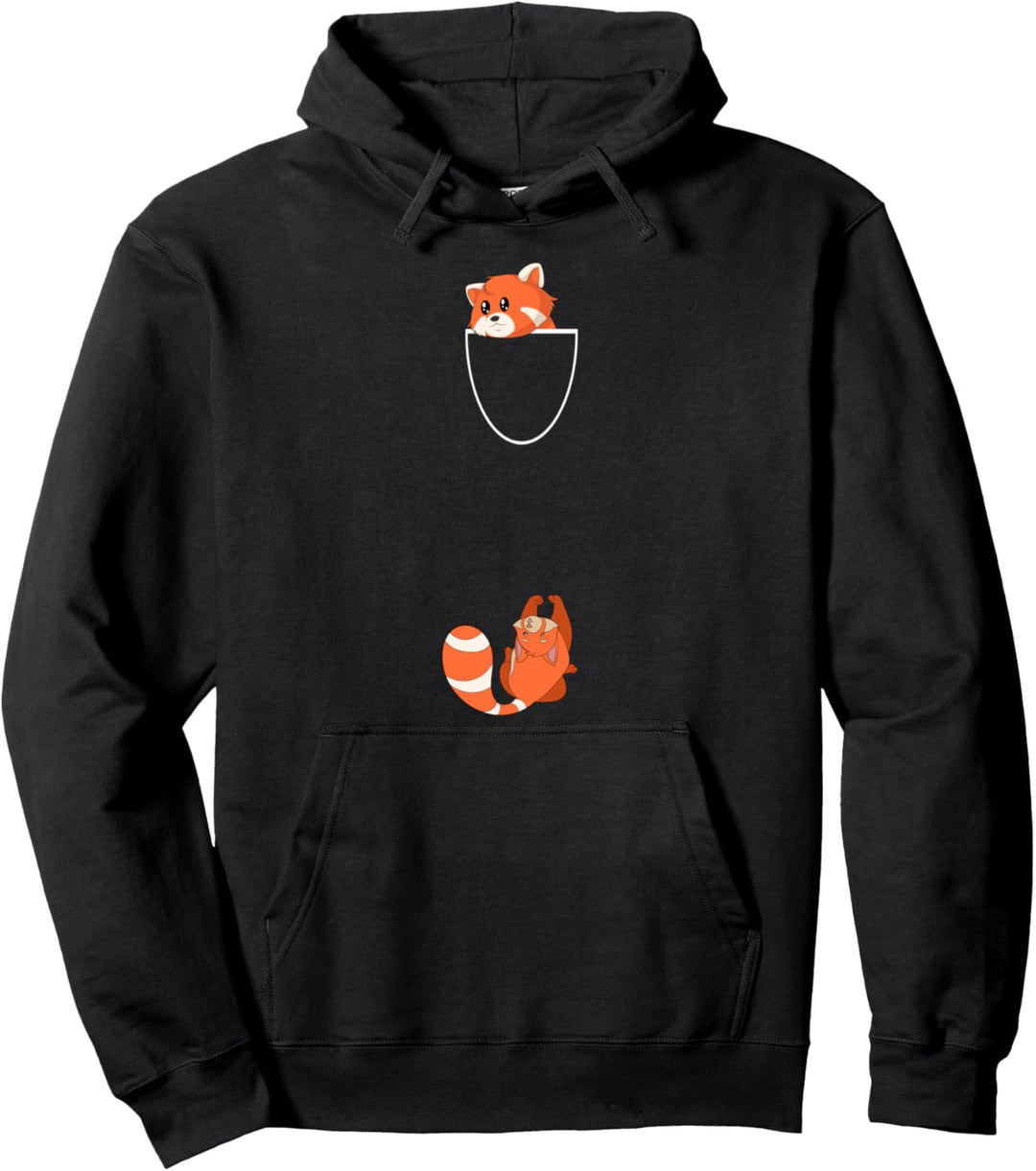 Asiatisches Tier Tierfreund Süsses Brusttasche Roter Panda Pullover Hoodie