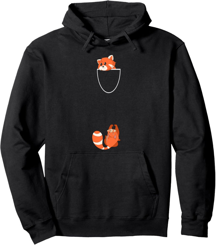 Asiatisches Tier Tierfreund Süsses Brusttasche Roter Panda Pullover Hoodie
