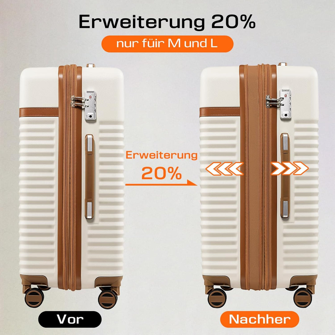 Joyway Koffer Trolleys Handgepäck Koffer, Hartschalen Reisekoffer mit 4 Rollen und TSA Schloss, Erwe