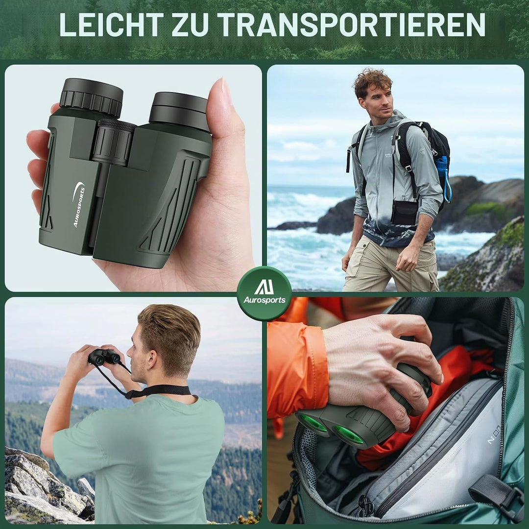 Aurosports 15X25 Kompaktes Fernglas für Erwachsene und Kinder - Fernglas Erwachsene High Definition,