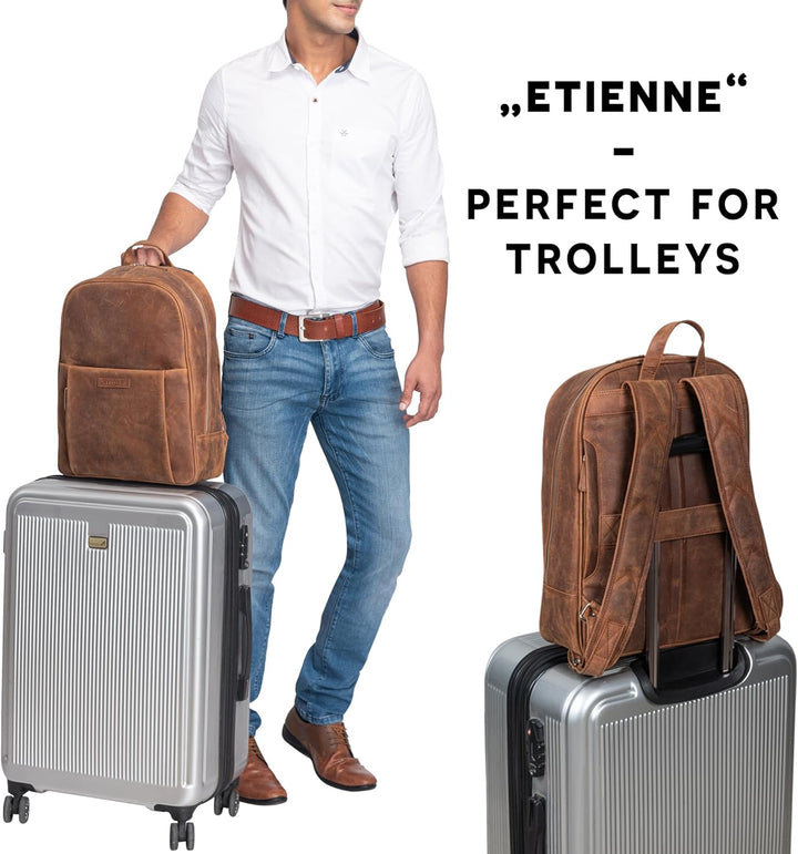 STILORD 'Etienne' Laptop Rucksack Leder 15 Zoll Business Rucksack Damen Leder Herren Notebook Rucksa