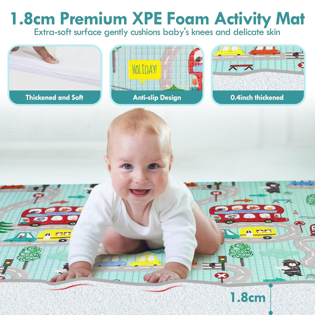 CCLIFE Krabbelmatte Baby Spielmatte Kinder 196x175x1.8cm Faltbar Spielteppich Spielunterlage Gross R
