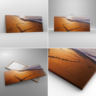 Wandbilder Dekoration Wohnzimmer Sommer Meer Sand Strand Panorama Bilder auf Leinwand 120x50cm Leinw