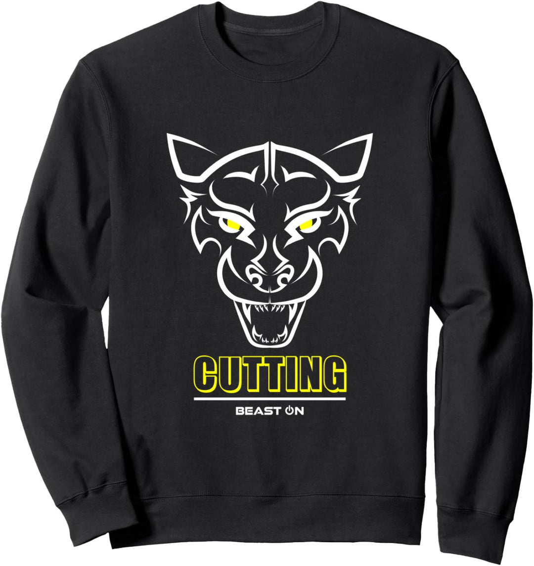 Panther Kopf Cutting Gelb Gym Workout Fitness Training Gains Sweatshirt