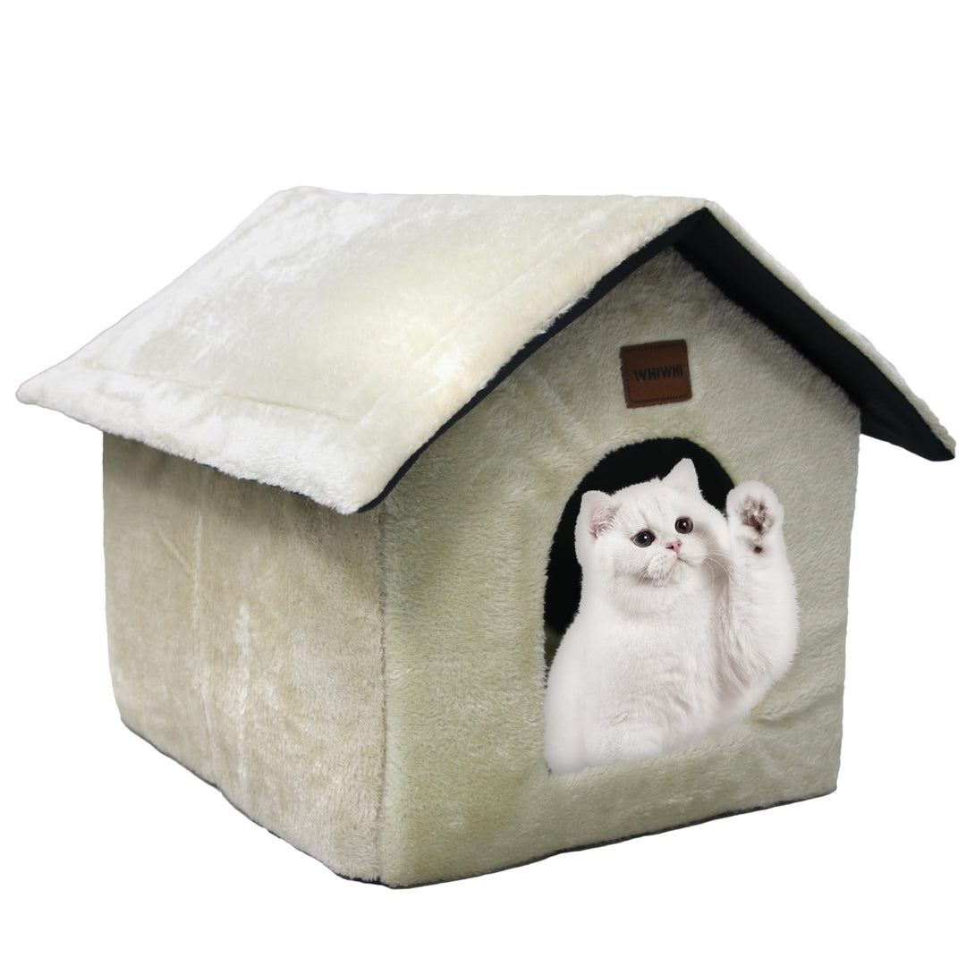 Plüsch Katzenhaus Katzenhöhlenbett mit Flauschiges Katzenkissen Tragbare Katzenhütte mit Rutschfeste