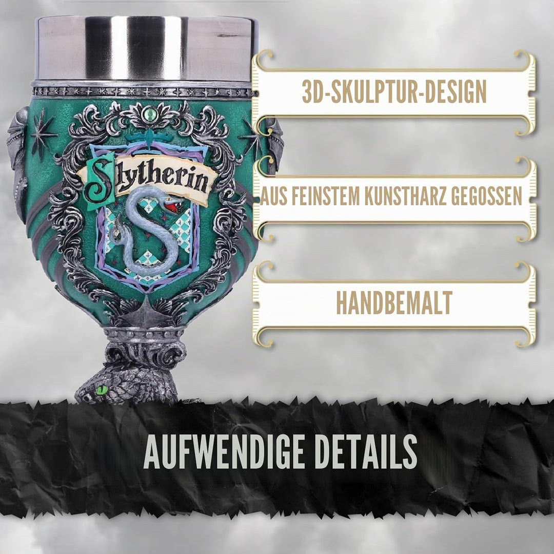 Nemesis Now Harry Potter Slytherin Hogwarts House Collectable Goblet, Harz, Grün Silber, 1.25 picome
