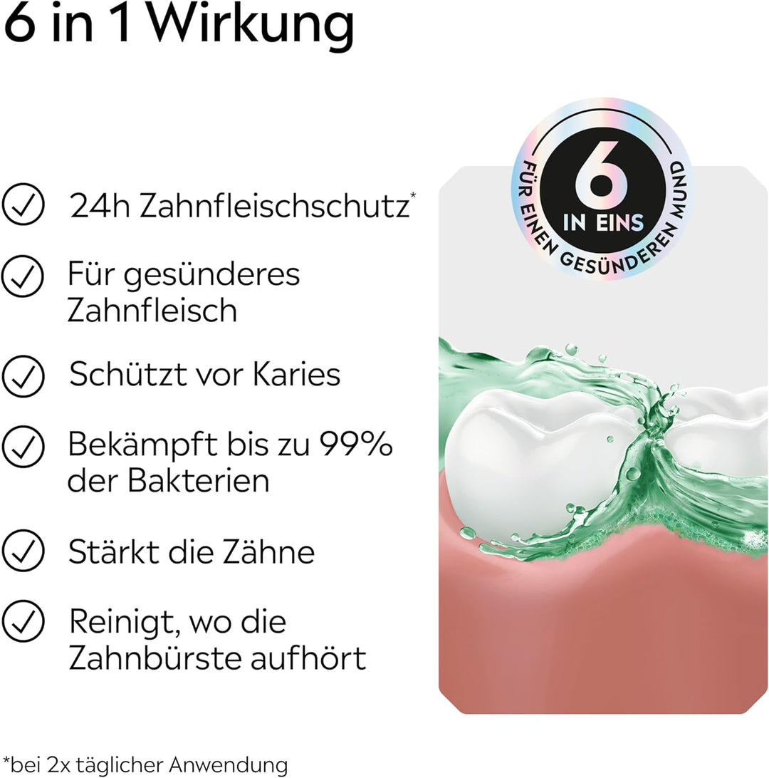 LISTERINE Total Care Zahnfleisch-Schutz 6 x 500 ml, schützende Mundspülung gegen Zahnfleischprobleme