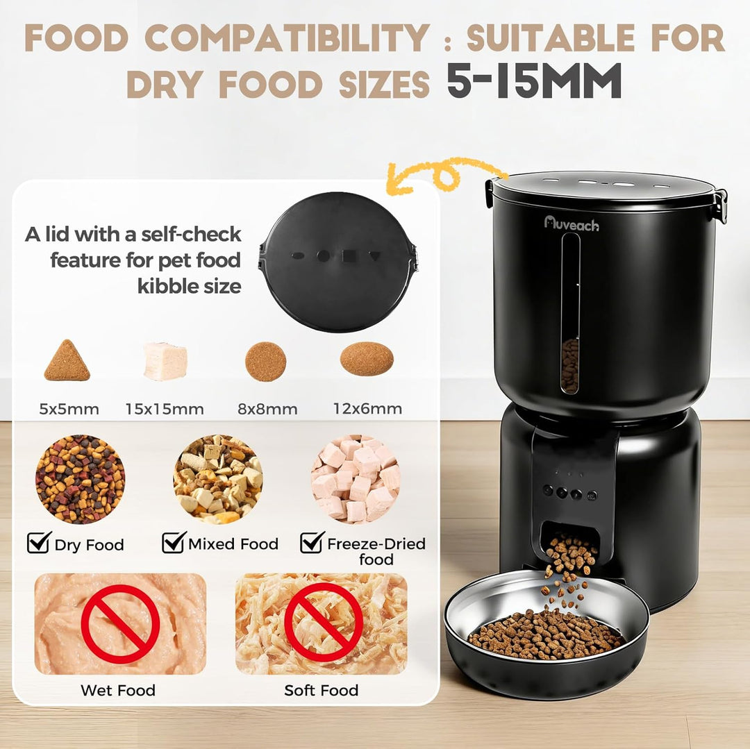 Auveach Futterautomat Katze und Katzenbrunnen Set - 4L 2.4G WiFi Futterspender mit Programmierbarem