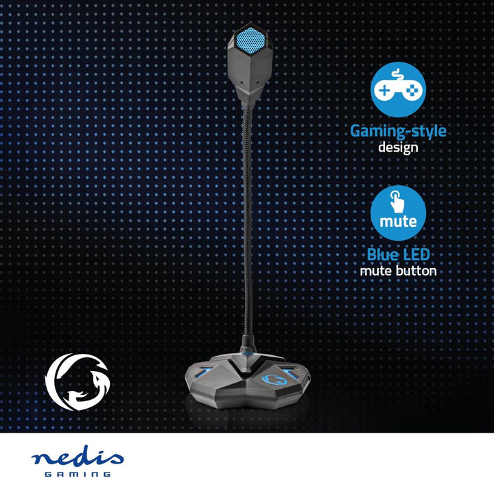 Nedis Desktop-Gaming-Mikrofon - 3,5-mm-Stereo-Audio-Stecker - USB - Schwanenhals - Stummschalttaste