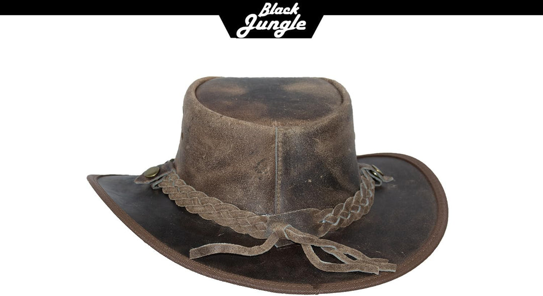 Black Jungle Bulat Lederhut, Westernhut, Australienhut, Cowboyhut XS Charcoal, XS Charcoal