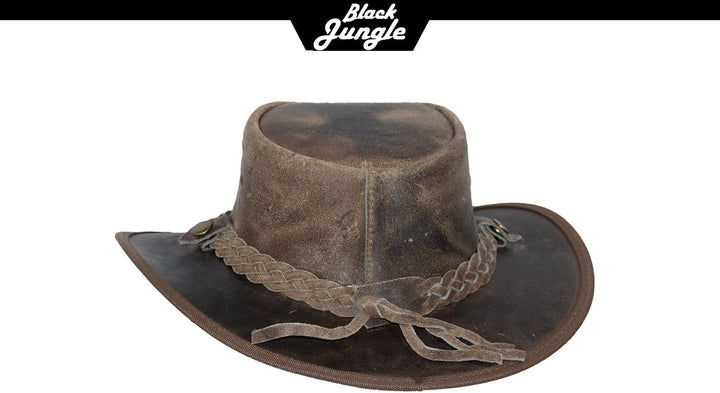 Black Jungle Bulat Lederhut, Westernhut, Australienhut, Cowboyhut XS Charcoal, XS Charcoal