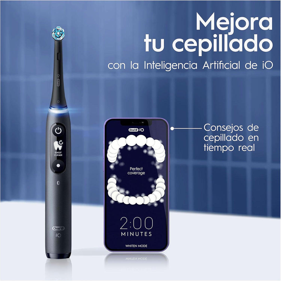 Oral-B iO 7N Elektrische Zahnbürste, Schwarz, Bluetooth, 2 Aufsteckbürsten, 1 Reiseetui