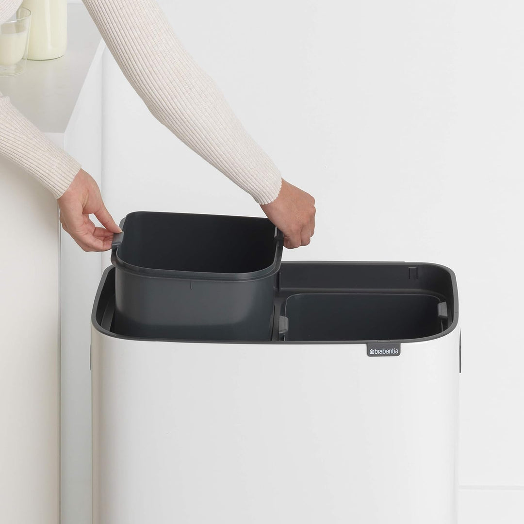 Brabantia Bo Touch Bin mit 2 Innen eimern, 2 x 30 Liter, Weiss 2 Inneneimer (2 x 30L) weiss, 2 Innen
