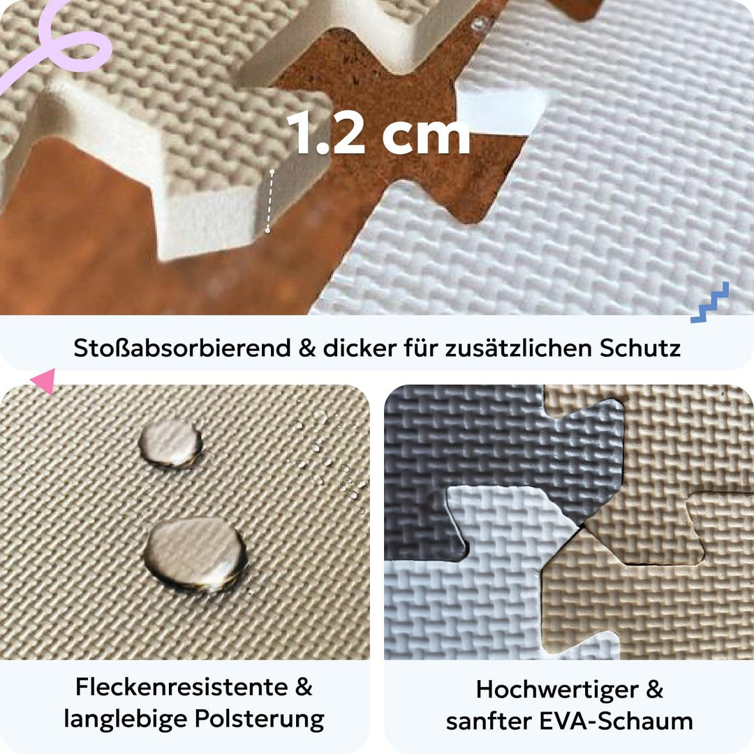 MioTetto Krabbelmatte Baby - Zertifiziert, Sicher, Robust - Spielmatte Baby, Puzzlematte, Kindertepp