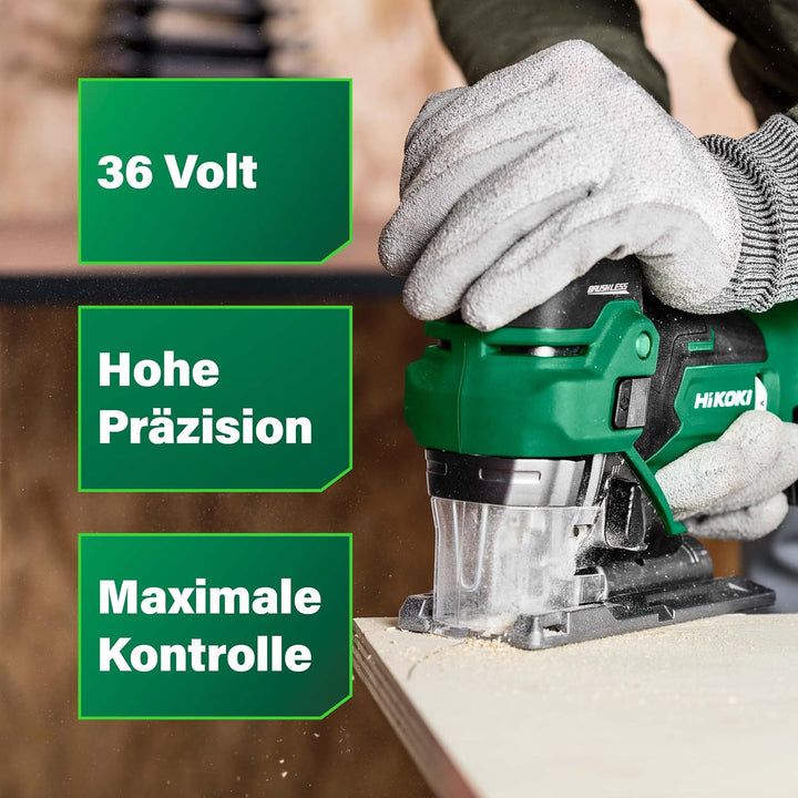 HiKOKI Akku-Stichsäge CJ36DB, Stabgriff, 36V, Brushless Motor, Säge | Inklusive 2x 2,5 Ah Li-Ion Akk