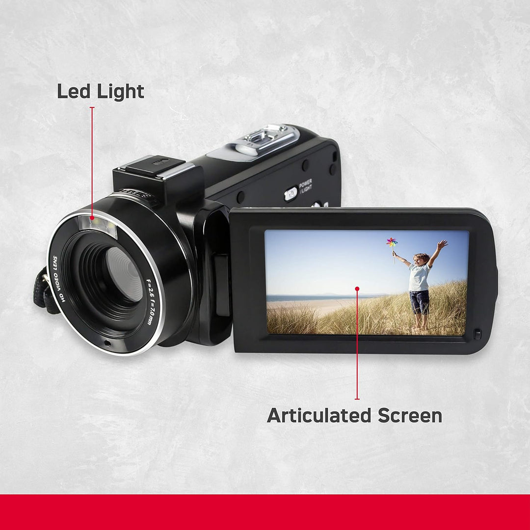 AgfaPhoto Realimove CC2700 – Caméscope Numérique, Vidéo 2.7K, 24MP, Écran Tactile 3’’, Zoom 18X, Tél