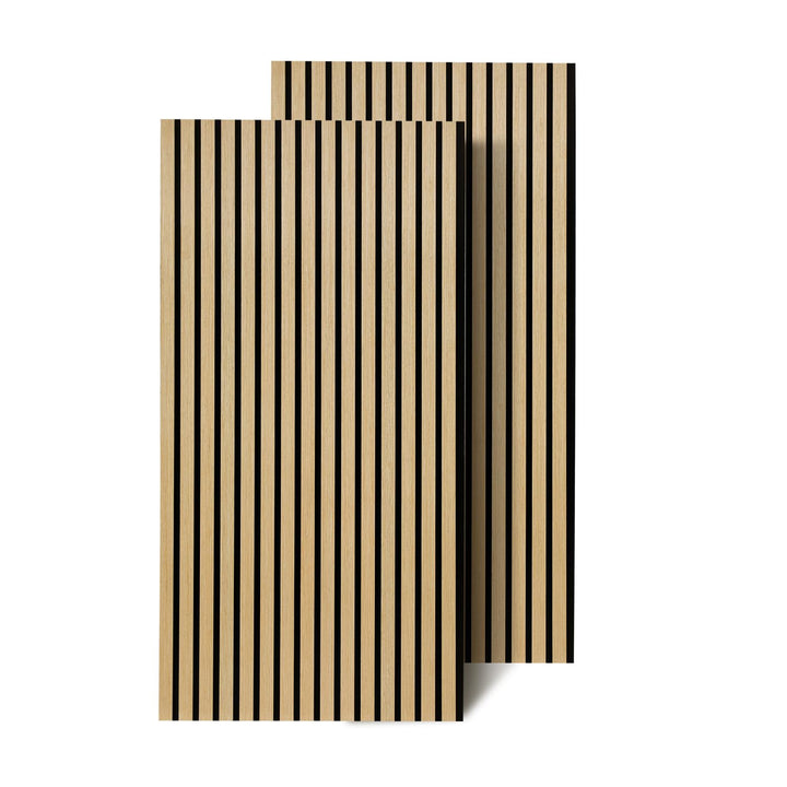 Akustikpaneele Holz 1,44㎡ - 2er Set 120x60cm Natürliche Eiche Wandpaneele, 3D Wandverkleidung für Wo