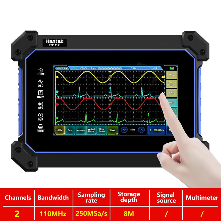 Hantek TO1112 Touch-Screen Digital Oszilloskop 2 Kanäle 110 MHz Hanheld Tablette Digital Oszilloskop