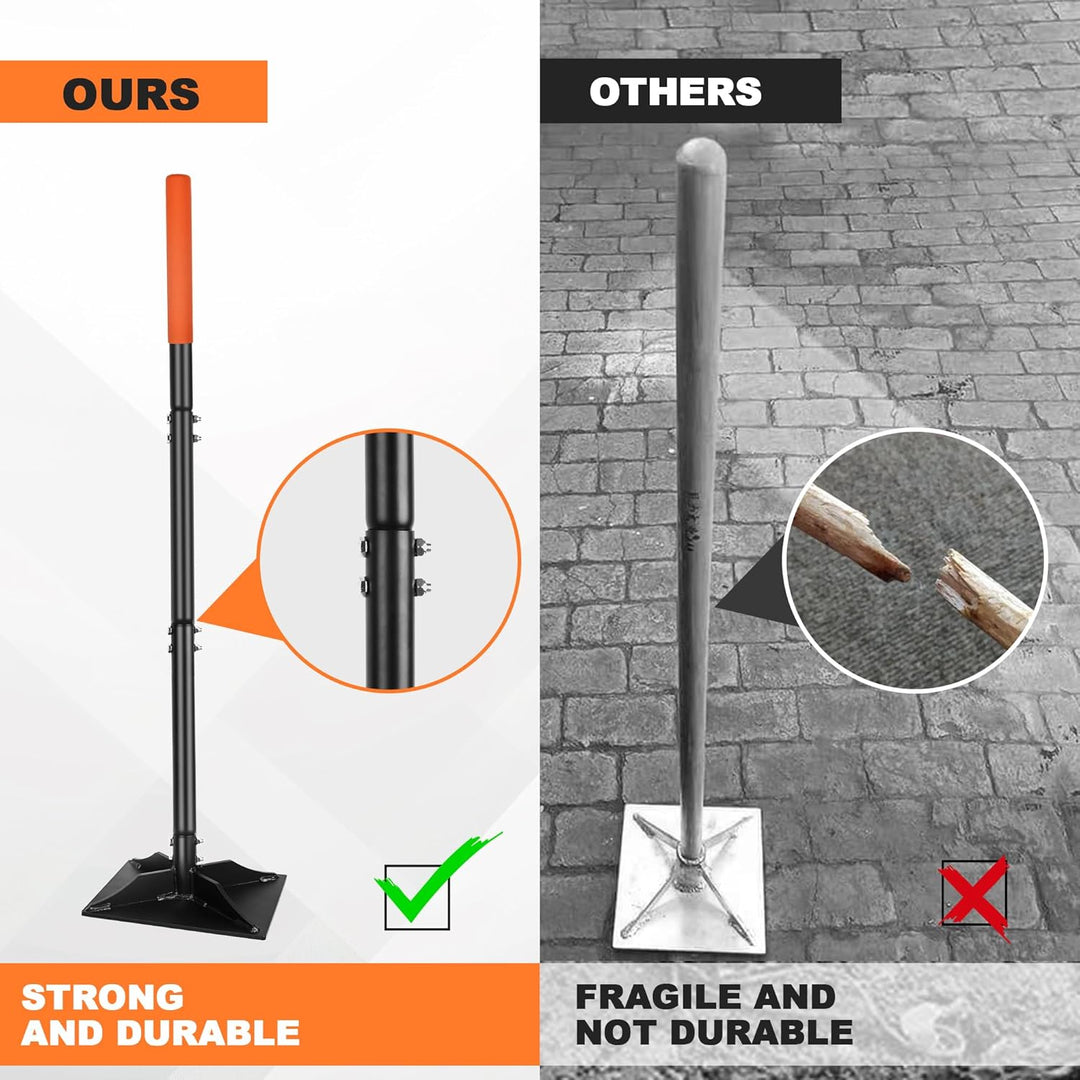 Garden Steel Tamper with 45 Inch Handle Hand Ground Tamper Tool, Durable Plate Soil Compactor, Garde