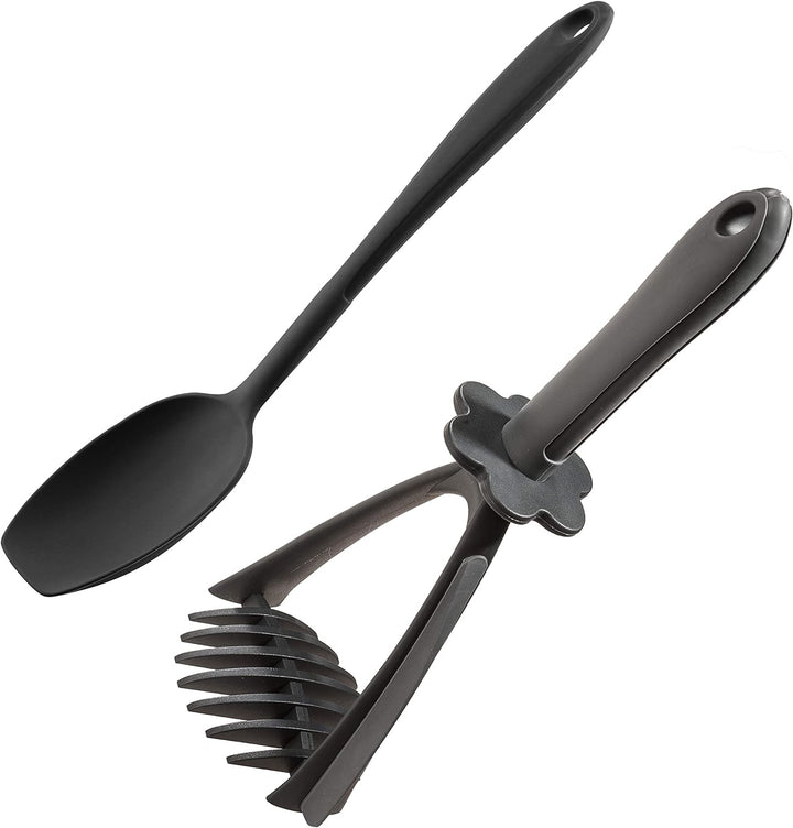 Kochblume Kartoffelstampfer & Sossenlöffel L 2er Set | Premium-Silikon | Hitzbeständig | Spülmaschin
