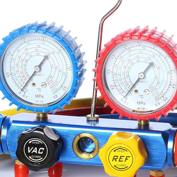 Melko Monteurhilfe Set 4-Wege für R134 R410a R22 R407c inkl. 4 Füllschläuchen