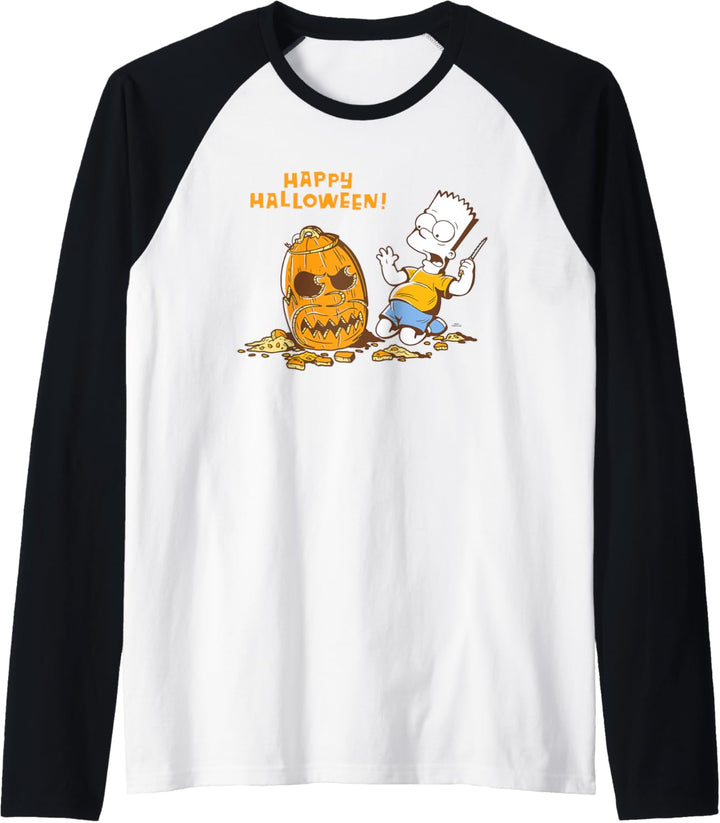The Simpsons Bart Carves a Homer Pumpkin Halloween Raglan