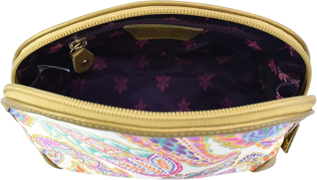 Anuschka Kosmetiktasche - Wanderlust Kollektion - Nylonstoff mit Leder Trim und Kunstdruck Boho Pais