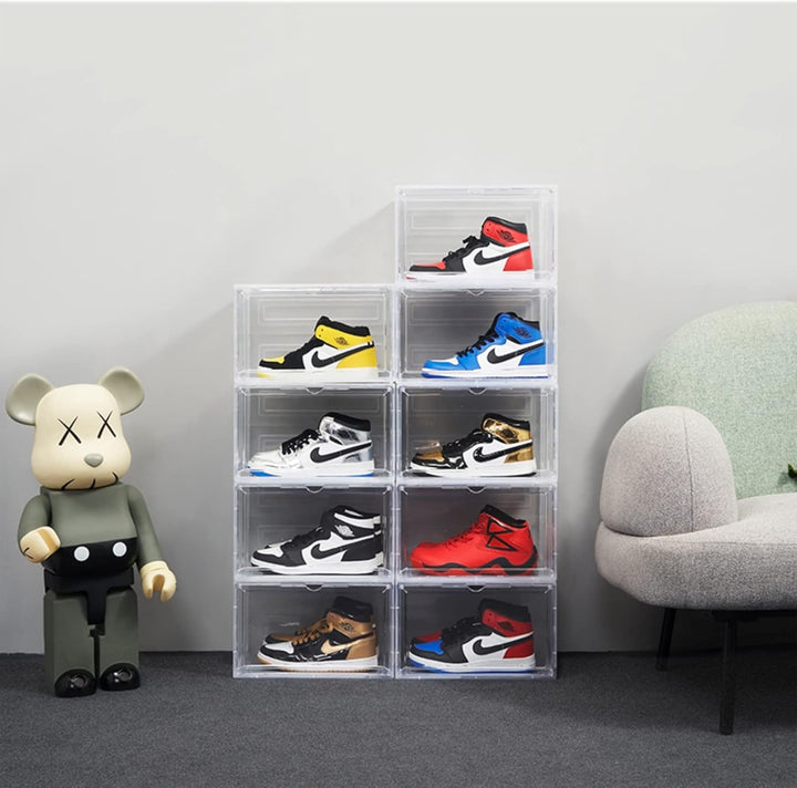 Schuhbox, Transparent Stapelbare Schuhbox, Faltbare Transparente Aufbewahrung für Schuhe, Kunststoff