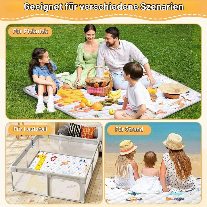 Aolso Baby Spielmatte, 127x127 cm Baby Krabbelmatte, Baby Faltbare Spielmatte, Krabbeldecke für Baby
