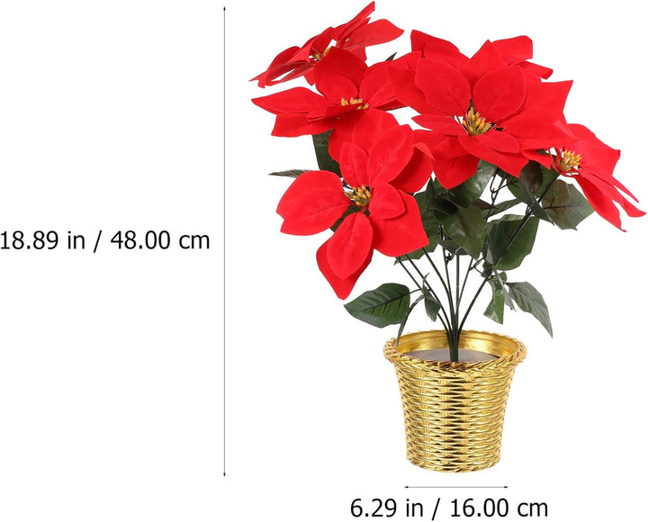 Homoyoyo Künstliche Weihnachtsstern-Töpfe Künstlicher Weihnachtsstern-Blumenstrauss aus Seide Roter
