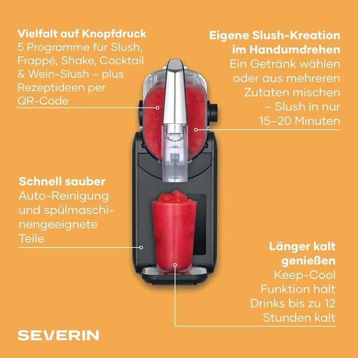 Severin Slush-Eis-Maschine für zu Hause, Eis-Cocktails, Frappé, Milchshakes, 15 min Technologie, Ice