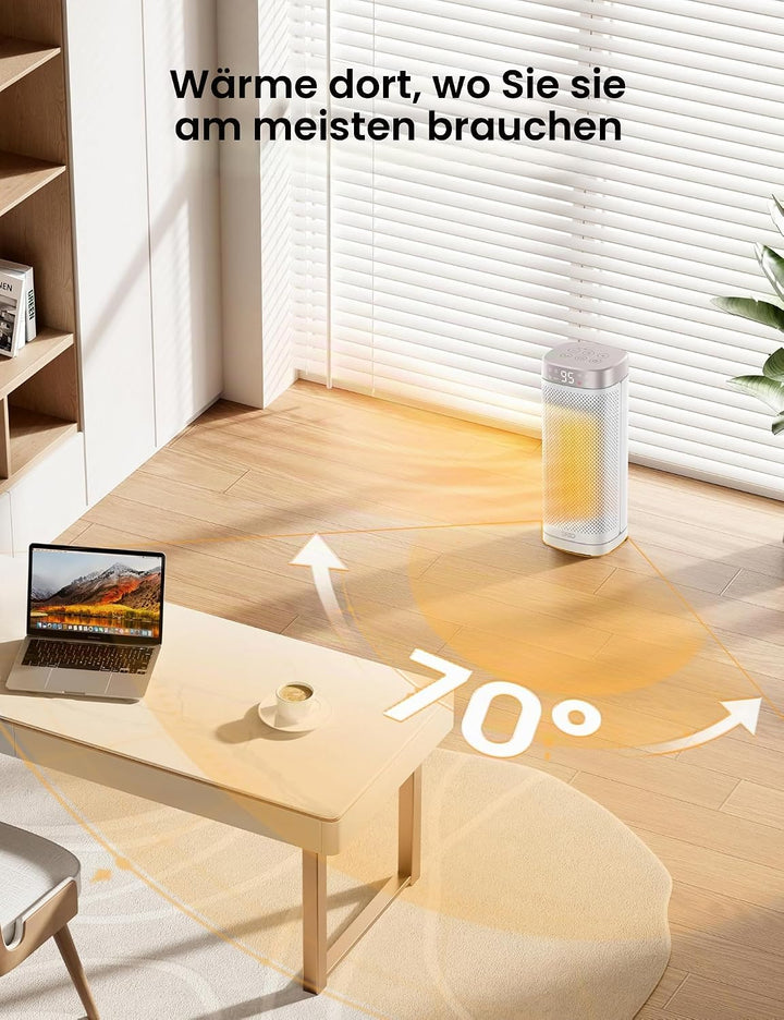 Dreo 16 Inch Electric Heater, Energy Efficient Space Heaters with Thermostat, 70° Oscillating Remote