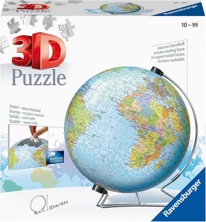 Ravensburger World Globe on a V-Stand 3D Jigsaw Puzzle for Adults and Kids Age 10 Years Up - 540 Pie