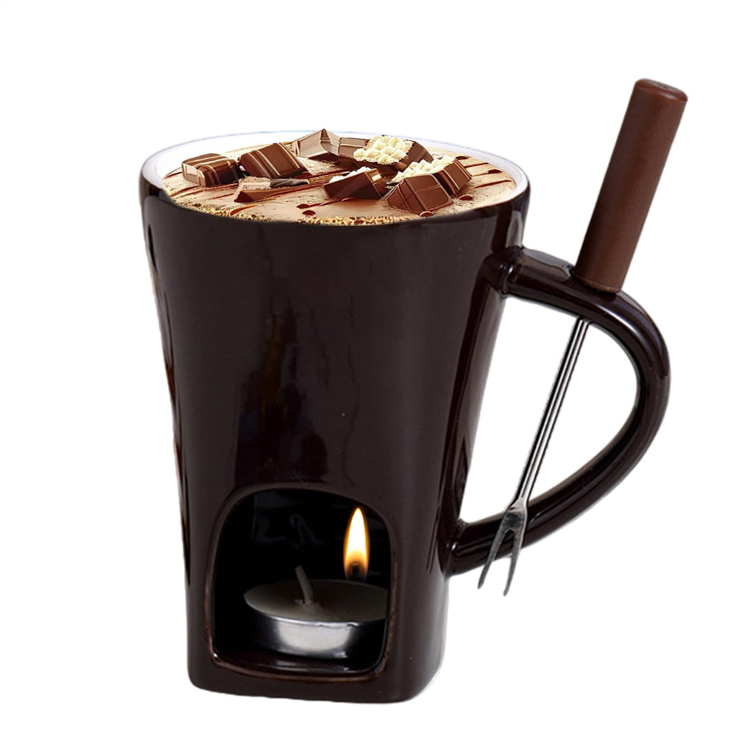 Keramike Schokofondue Tasse | 400 Ml Tasse Mit Teelicht Schokolade | Butter Schokoladen Pot Mit Gabe