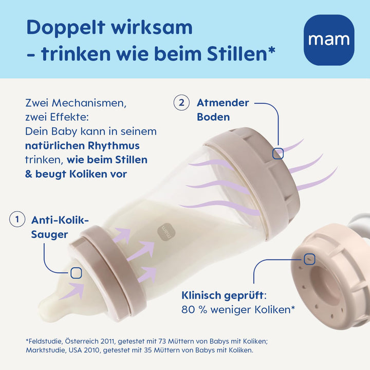 MAM Easy Start Anti-Colic Set | 0+ Mon | Babyflaschen-Set | 94% Akzeptanz &amp; 96% Hebammen-Empfehlung