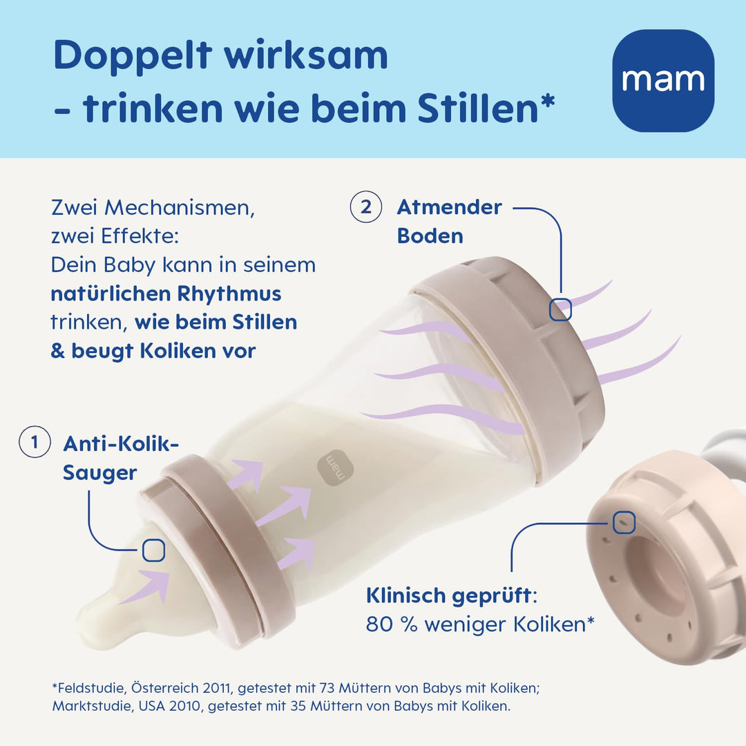 MAM Easy Start Anti-Colic Neugeborenen-Set | 0+ Mon | Babyflaschen-Set | 94% Akzeptanz &amp; 96% Hebamme