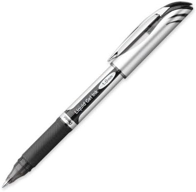 Pentel BL60-A Gel-Tintenroller EnerGel mit Kappe 1,0 mm, 12 Stück, schwarz, schwarz