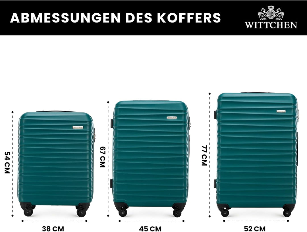 WITTCHEN Reisekoffer 3er Koffer-Set Rollkoffer Trolley Handgepäck Reisekofferset Gepäckset Hartschal